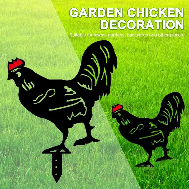 Kakas Akril Állati Tét Csirke Kerti Sziluett Udvar Művészeti Pázsit Fém Tyúk Udvari Dekoráció Ajándék Szobrok - Image 6
