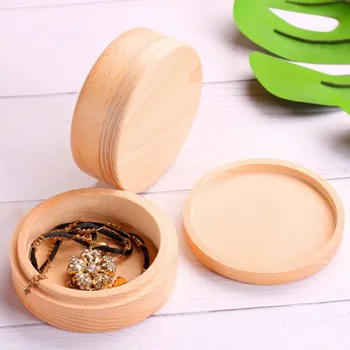 

10.8*4.5CM Small Box Wooden Gift Packaging Solid Wood With Lid Round Jewelry Wooden Box Storage Box Desktop Storage Container