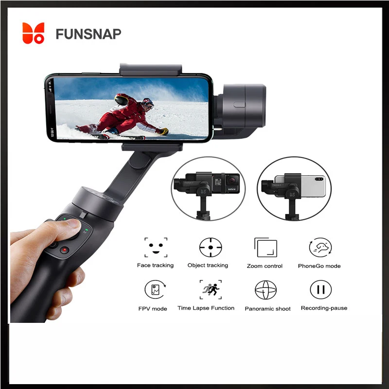 

Funsnap Handheld Gimbal Stabilizer Track Focus Pull&Zoom for 3-Axis Wireless Bluetooth Tracking Action Camera Gimbal Smartphone