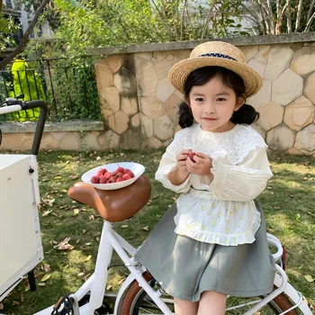 

Dojhonkids Big Lace Collar Kids Girls Blouses Soft Spring Bebes Princess Shirts Long Sleeve Kids Tops Casual Baby Girl Clothes