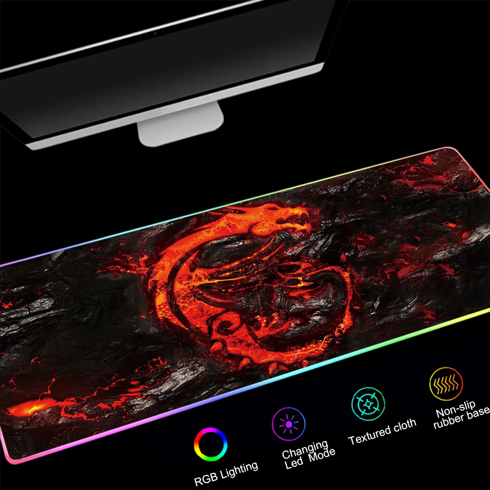 Большой игровой коврик для мыши Red Dragon RGB со светодиодной подсветкой USB 900x400 мм