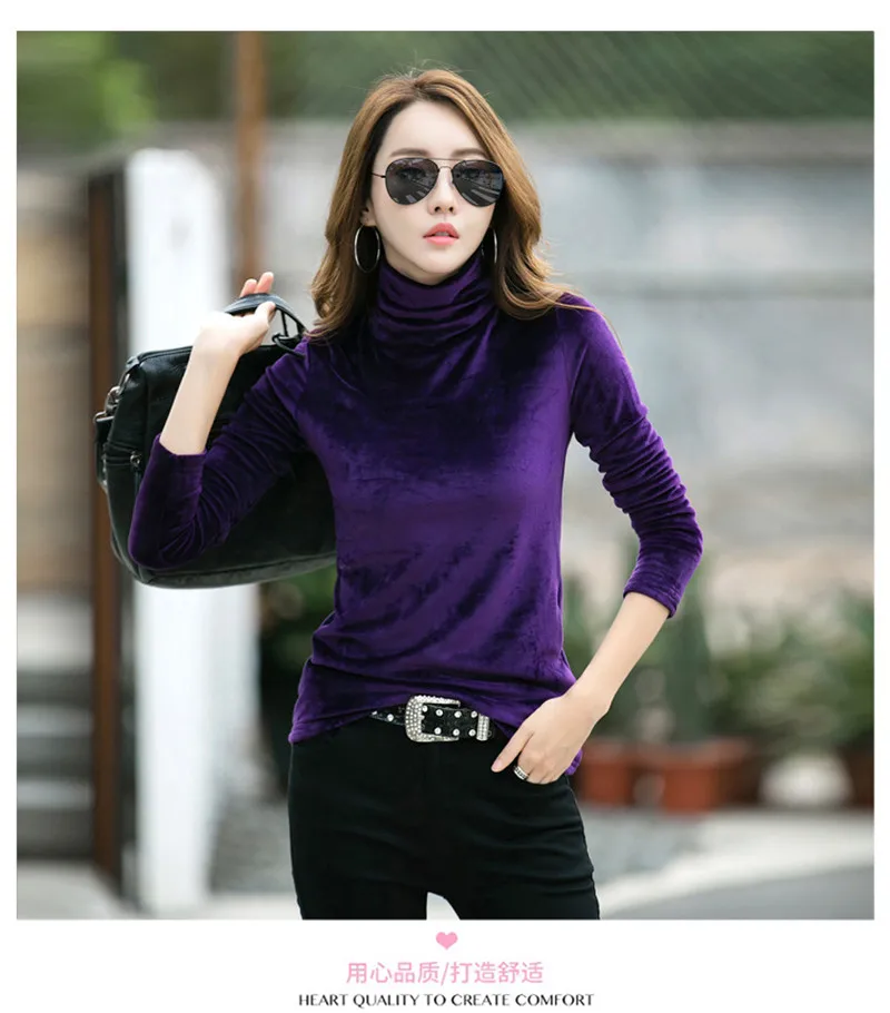 Plus Size 4XL Thick Warm Winter Velvet Top Female Turtleneck Pullovers Long Sleeve Warm Women's Turtleneck Sweater Shirt Lady Plus Size 4XL Thick Warm Winter Velvet Top Female Turtleneck Pullovers Long Sleeve Warm Women's Turtleneck Sweater Shirt Lady