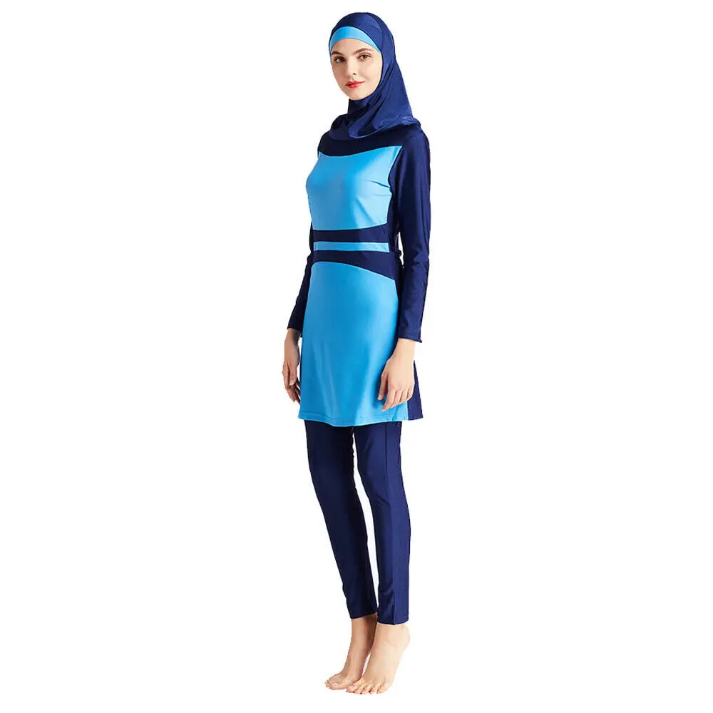3 шт. женский мусульманский хиджаб с полным покрытием, скромные купальники, купальный костюм Буркини, арабский пляжный костюм с длинным рукавом размера плюс