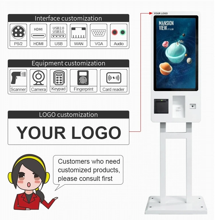 LV Series Kiosks with Touch Screen, Ad Display, Credit Card