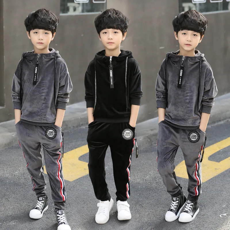 

Childrenswear Autumn BOY'S Suit 2019 Korean-style Big Boy Gold Velvet Set Children Trendy Two-Piece Set