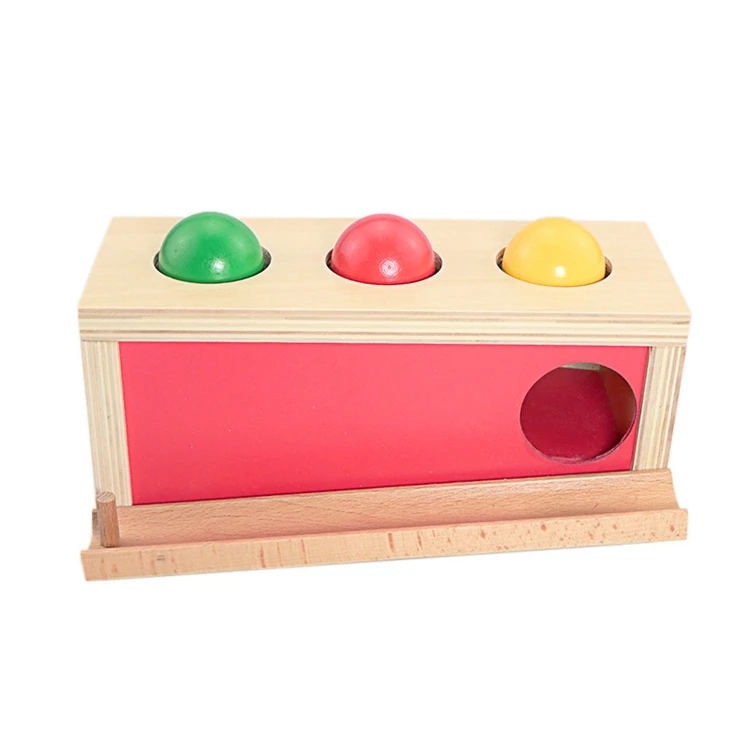 Baby Wood Montessori Materials Knocking Ball Box Toys for Children Imbucare Box Montessori Materials Teaching Aids Infants Gift