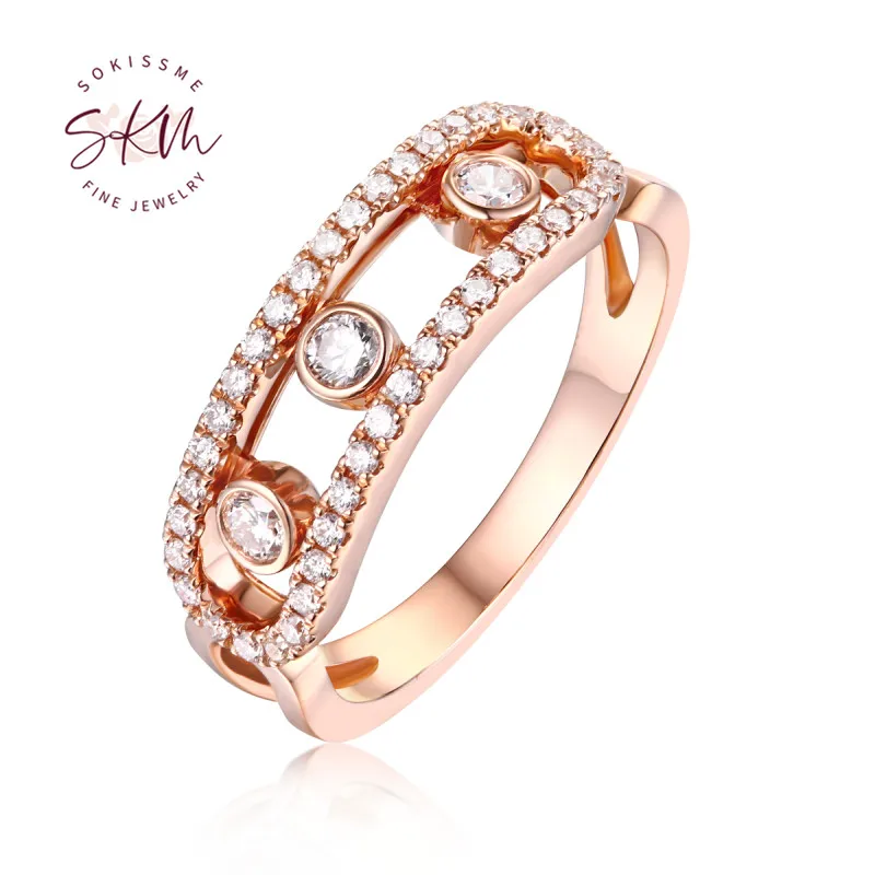 SKM Rose gold diamond wedding band women Unique Dainty Double Half Eternity Wedding ring Round bezel set Promise Anniversary | Украшения и