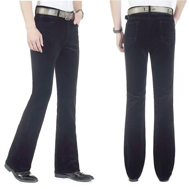 Джинсы мужские мужские осенние новые микро роговые черные повседневные брюки корейское издание эластичные тонкие вельветовые повседневные брюки с широким клешем