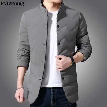 

PViviYong 2019 Winter high quality hooded collars 90% duck down jacket, mandarin Collar casual parka men coat 019091K