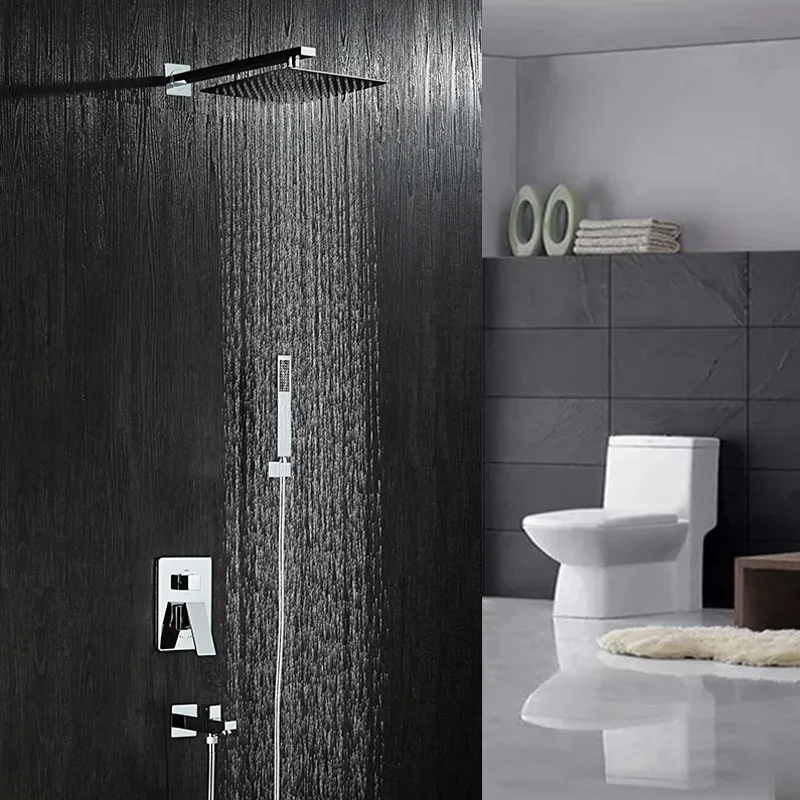 Beiluode квадратный хромированный смеситель для душа ванной комнаты дождевая