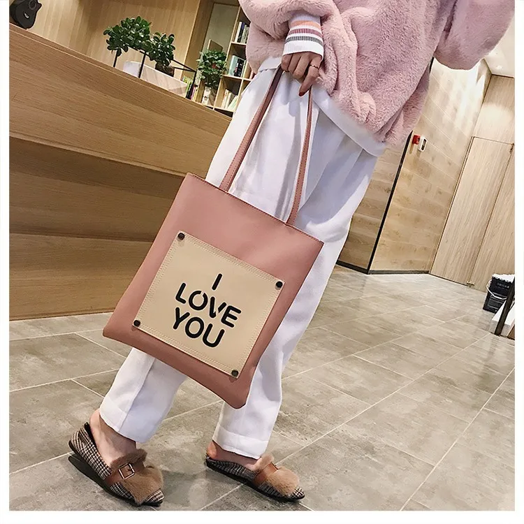

College Student Class Shoulder Bag Soft Leather Canvas Pu Tote Bag Nursing shi shang zhuang Book of Bag Women's Large Capacity B