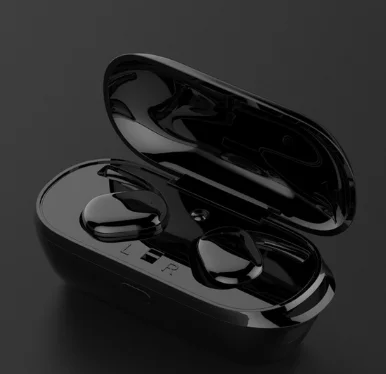 TWS Беспроводные Мини Bluetooth наушники для huawei Xiaomi Мобильный стерео наушники спортивные наушники с микрофоном портативная зарядная коробка - Цвет: Черный
