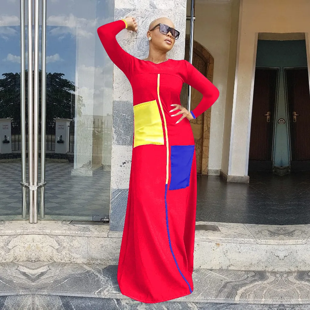 Африканские платья для женщин с длинным рукавом Новая африканская женская одежда модный Африканский халат длинное платье макси Одежда в африканском стиле
