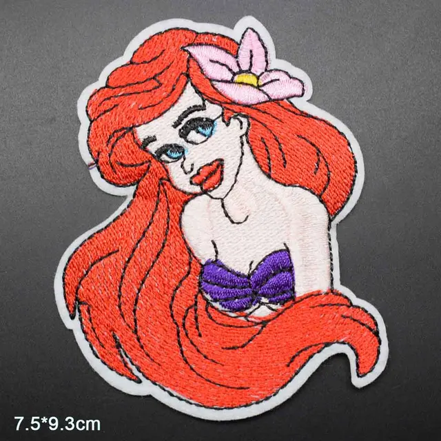 Disney Barbie Mermaid Princess Usula Iron On Embroidered Clothes Patches For Girl Woman Clothing Stickers Garment Wholesa 2