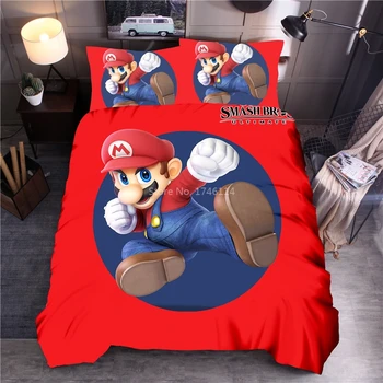

Super Mario Bros 3D Cartoon Bedding Set Cute Pikachu Printing Duvet Cover Pillowcases Soft Comfortable Bedclothes Home Textile