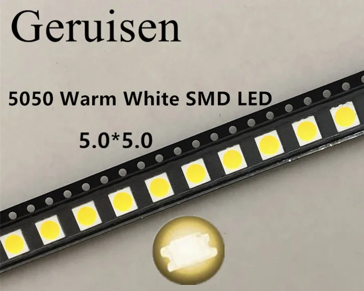 1000 шт SMD 5050 красный/зеленый/синий/белый/желтый/теплый белый/розовый/UV/Orang/RGB/WS2812B