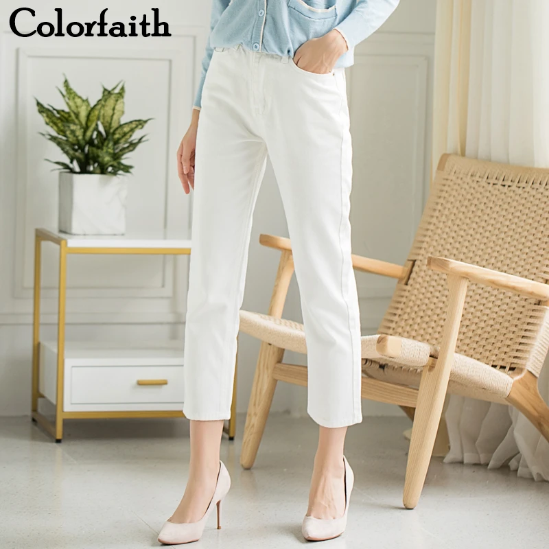 Colorfaith 2019 Women Jeans Zipper Casual Straight High Waist Trousers Pants Ladies Grils Ankle-Length Vintage White Denim J5629 Colorfaith 2019 Women Jeans Zipper Casual Straight High Waist Trousers Pants Ladies Grils Ankle-Length Vintage White Denim J5629