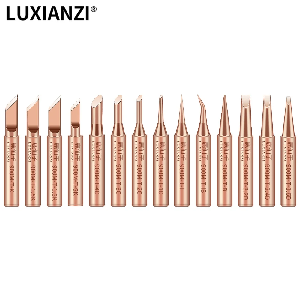 Luxianzi 14Pcs 900M-T Punta Per Saldatore In Rame Weller Punte Per Saldatura Senza Piombo Testa Di Saldatura Kit Di Strumenti Per Saldatura Bga