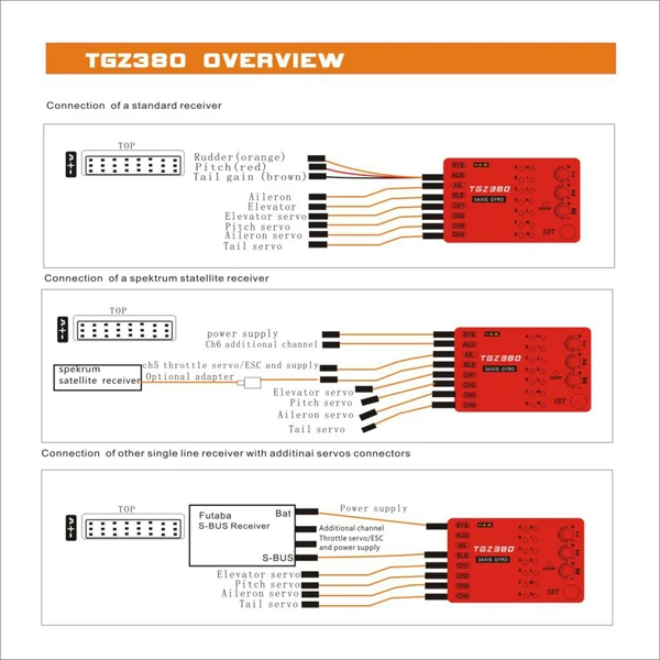 Tgz380 3 Axis Gyro Flybarless System | Parts Helicopters