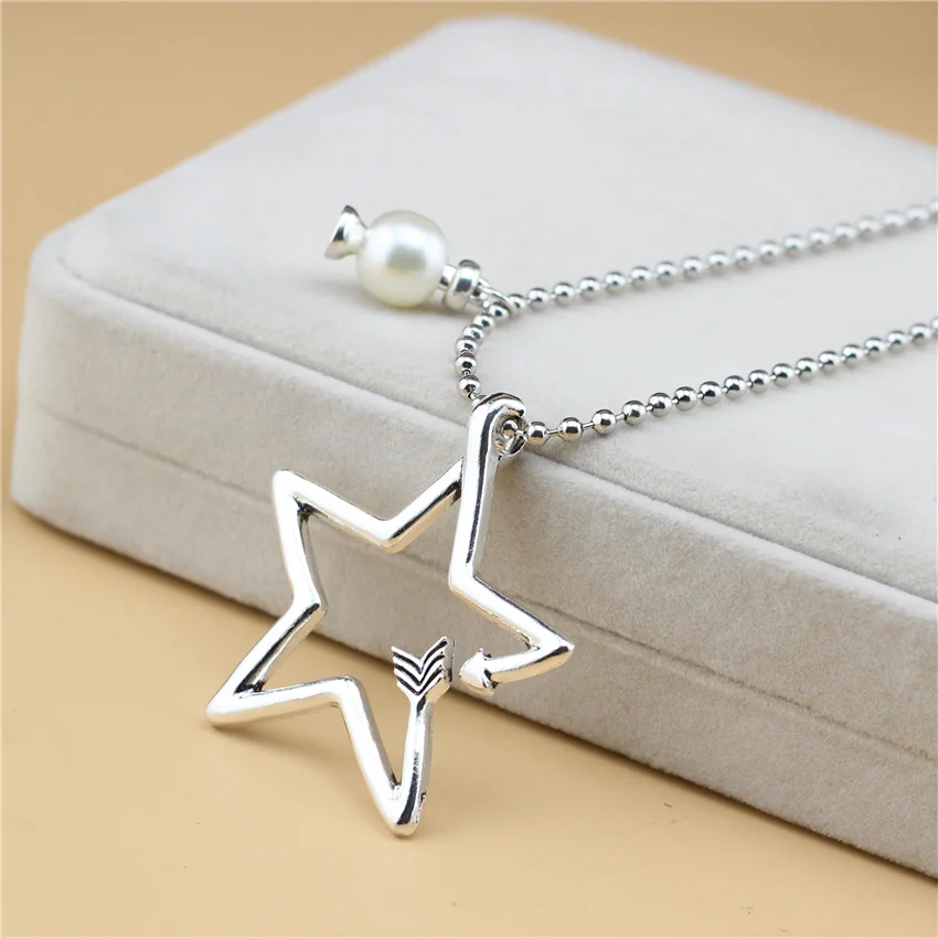 

Anslow Design Fashion Jewelry Femme Big Pendant Stars Necklace For Women 90CM Length Beads Chain Sweater Dress Charm LOW0099AN