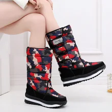 Камуфляжные сапоги до середины икры женские зимние сапоги женские плюшевые теплые зимние сапоги модные ботинки с подкладкой зимняя обувь на платформе женские ботинки