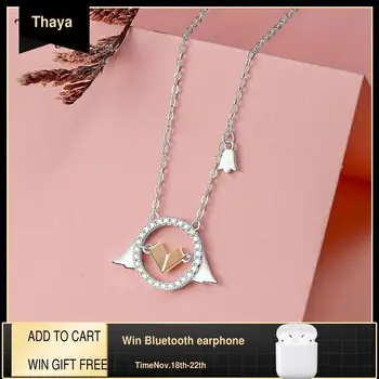 

Thaya S925 Silver Fox Shape Series Plated 18k Rose Gold Zircon Pendant Necklace 45cm Chain For Personality Women Fine Jewelry