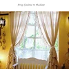 French Lolita Ruffles Blackout Curtains for Bedroom, Natural Cotton Linen Beige Cortinas,Romantic Layers Kitchen Short Curtains 4