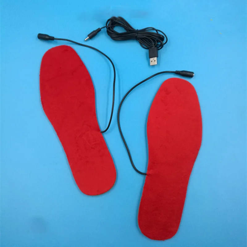 Шерсть войлока USB Электрический нагрев стельки обуви можно резать носок обогреватель ног зимний теплый коврик красный желтый цвет на выбор