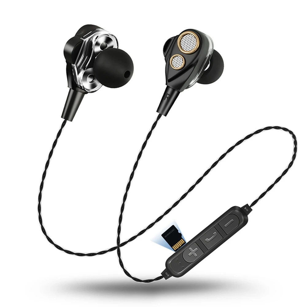 

Wireless Bluetooth TF MP3 Card Flash Memory SD Card 4.1 Four Speakers 6D Surround Wireless Stereo Music Earphone for Sports