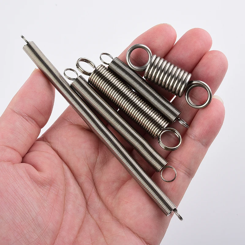 Stainless steel spring O Ring Hook Coil Pullback Cylindroid Helical Extension Tension Spring 304 Stainless Steel Wire Diameter 0.6mm 0.7mm