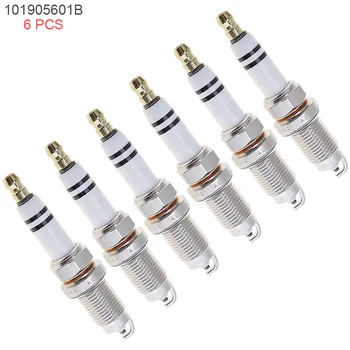 

6 Pcs Universal Metal Car Ignition Plug Iridium Spark Plugs Nozzles 101905601B Auto Accessories Fit for Skoda VW Seat