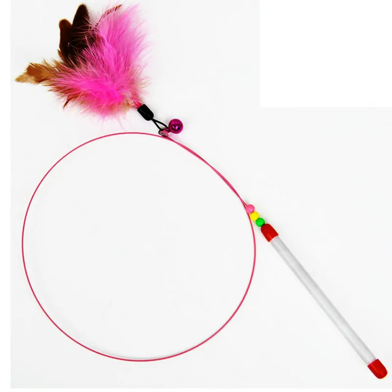 

Kitten Cat Funny Toy Rod Soft Feather Bells Ball Play Pet Dangler Teaser Wand Interactive Stick Pet Cat Supplies 20pc/lot