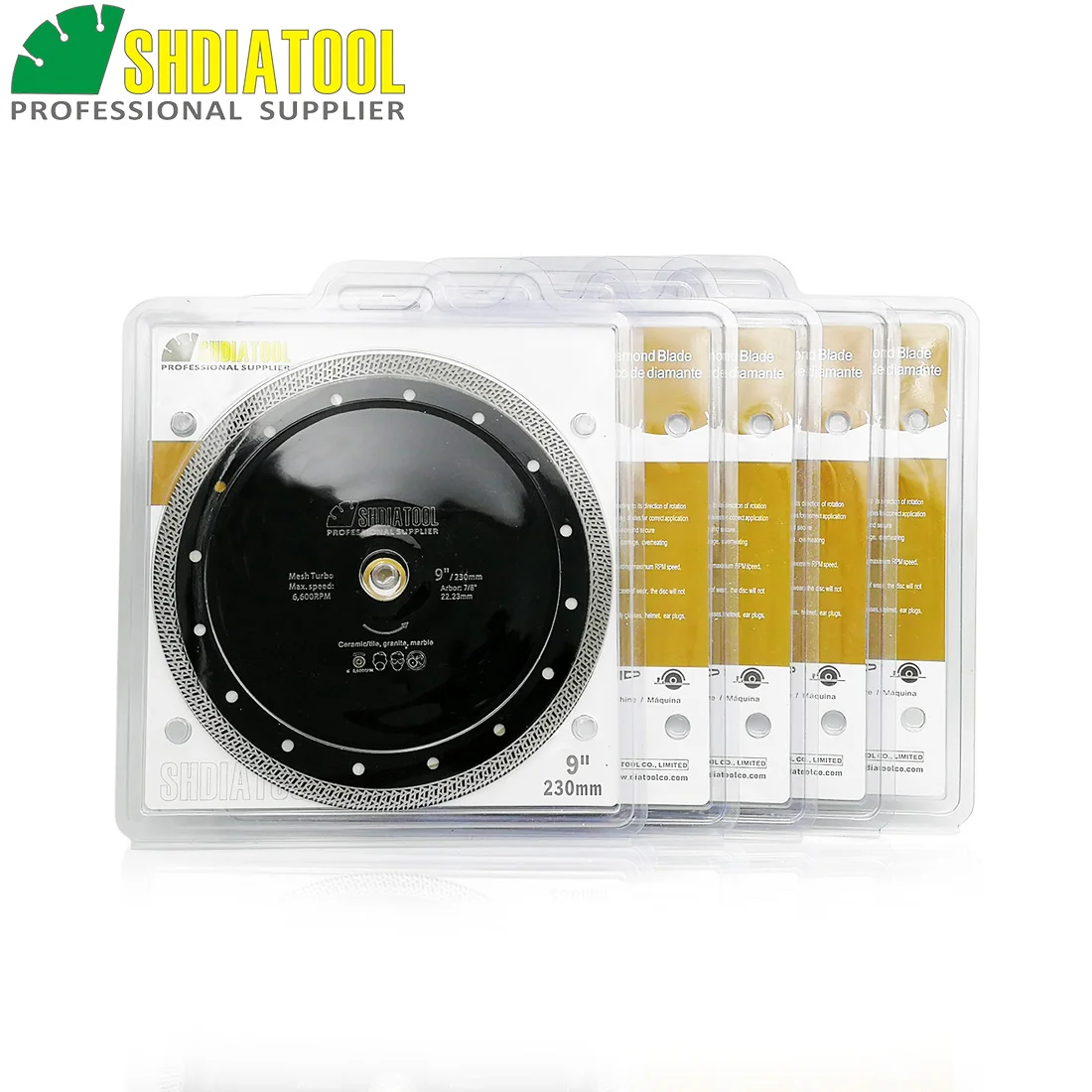 SHDIATOOL 3pcs Dia 230mm/9" Hot-pressed Sintered Diamond Cutting Disc Mesh Turbo Diamond Saw Blade Granite Marble Tile Ceramic