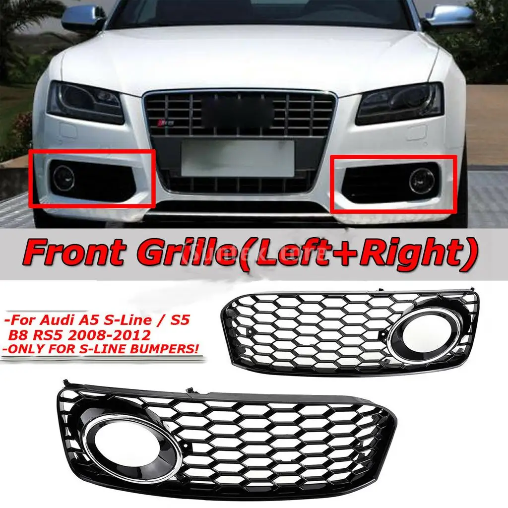 FRONT BUMPER FOG LIGHT GRILLE COVER For A5 S-Line S5 B8 RS5 08