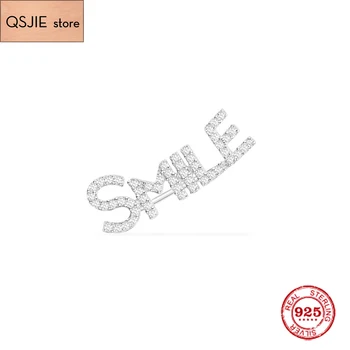 

Fashion Charm Silver High Version Original 1:1 Copy Single Earrings, Suitable For Women's Silver 'SMILE' Earrings Jewelry Gift