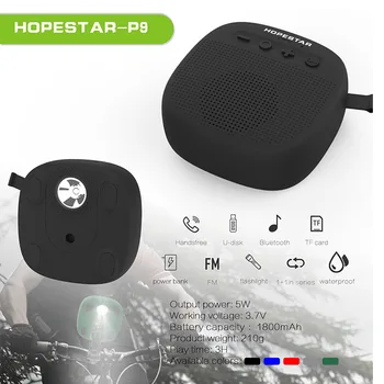 

HOPESTAR Outdoor Waterproof Bluetooth Speaker Stereo Wireless Mini Portable Riding Loudspeaker With LED Light Power Bank FM TF