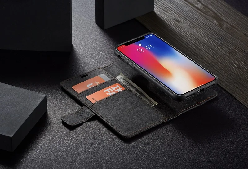 WHATIF кошелек держатель для карт для iPhone X XR XS Max 7 8 Plus DIY Бумага Уникальный 2 в 1 Магнитный чехол для iPhone 6 6S Plus