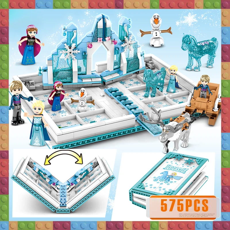 

575Pcs Snow Queen Magic Book Building Blocks Toys Girl Friends Palace Castle Princess Frozened Bricks for Children
