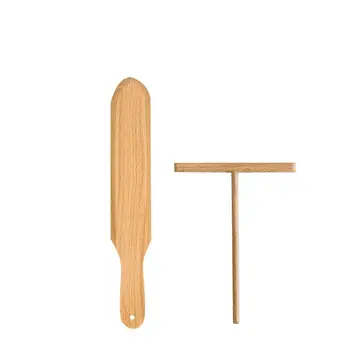 

2PCS Wooden Pancake Spreader Crepe Tortilla Rake Batter Spreading Kitchen Utensil