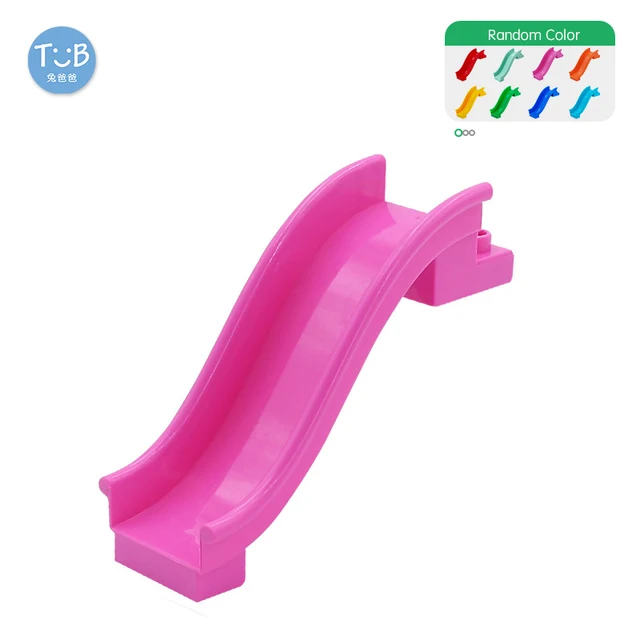 Blocks Amusement Park Accessory Slide Ladder Swing Seesaw Carousel Big Large-particle City Building Children's Gift Bricks Toy Random color