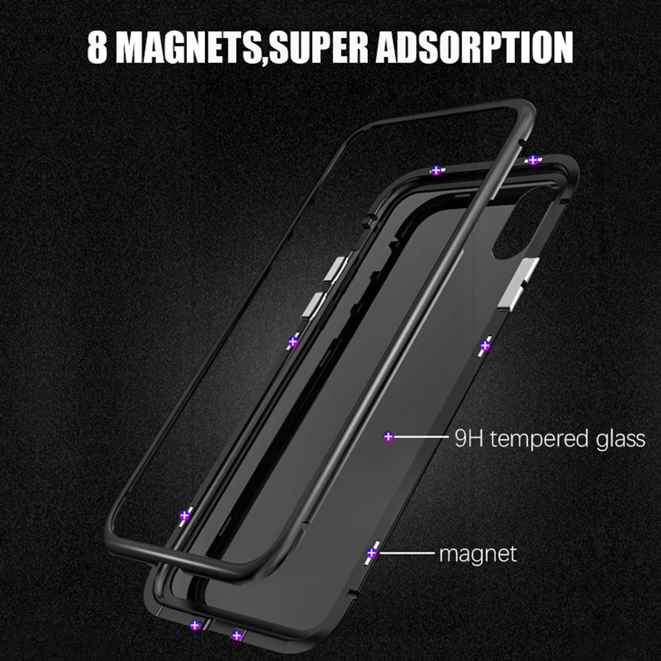 magnetic adsorption metal phone case for iphone 6 6S plus 7 8 plus x xs max xr(10)