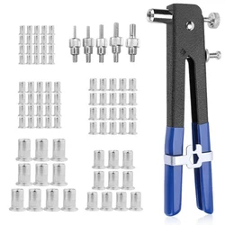 Kit de pistolet à Riveter avec 80 Rivets, jeu de Riveter à main antidérapant, 5 tailles de têtes de Rivets attachées, professionnel Durable à une main 