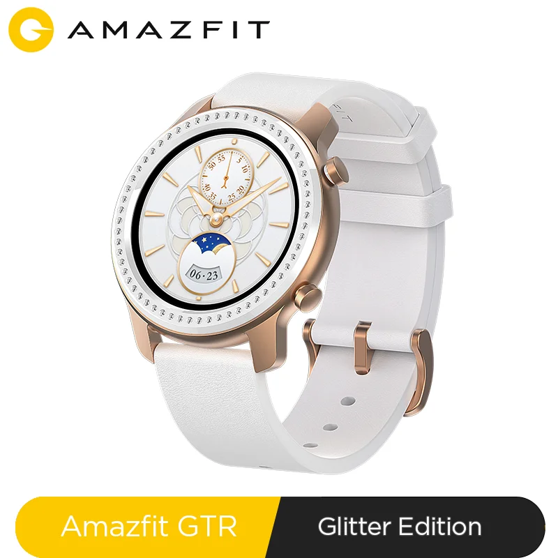 Cena W magazynie Glitter Edition nowy Amazfit GTR 42mm inteligentny zegarek 5ATM Smartwatch 12 dni sterowanie muzyką baterii dla Xiaomi android ios