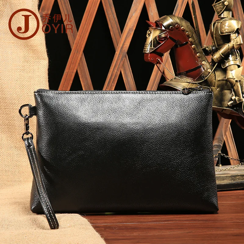 

Casual Fashion Shiny Side Black And White with Pattern MEN'S Real-leather Bag Embossed Leather Cowhide Clutch Multi-functional