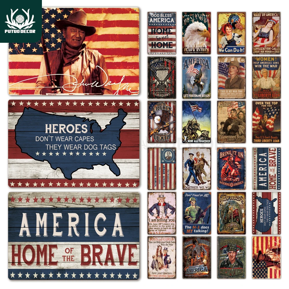 

USA Metal Sign Poster Plaque Metal Vintage American Style Wall Decor for Man Cave Bar Pub Club Tin Sign Decorative Plate