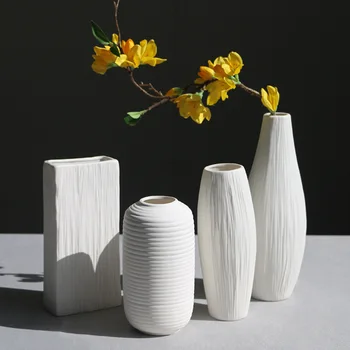 

Modern Simple Ceramic Vases White Tabletop Vase European Style Home Decoration White Vase Fashion Flower Pot Creative Gifts
