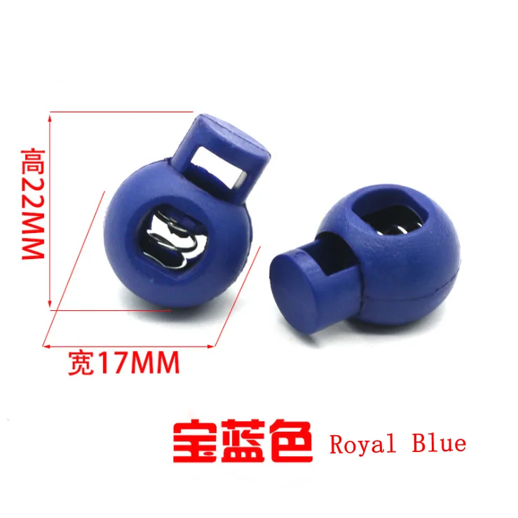 Royal blue 100 шт./лот, 25 цветов, пластиковый цветной круглый фиксатор шнура, пружинный фиксатор для 8 мм банджи, амортизирующий шнур, K-355 - Цвет: Royal blue