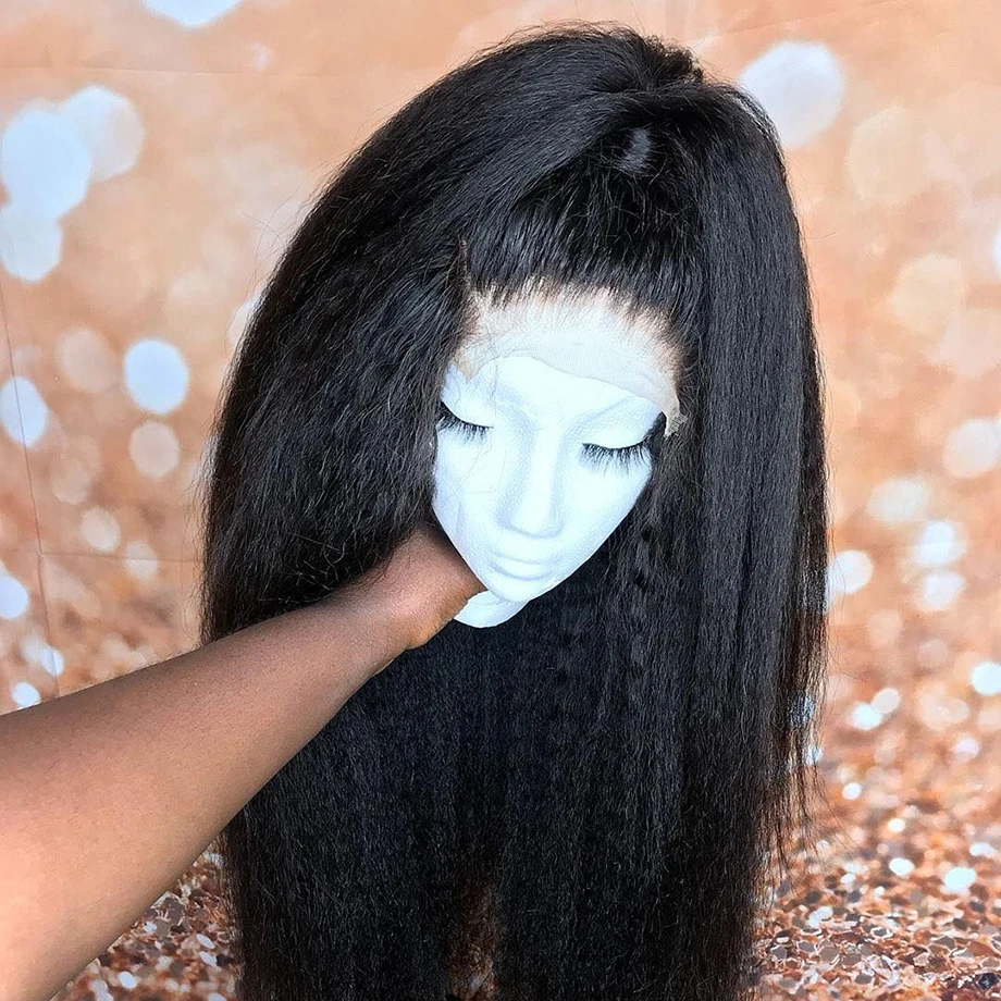 Кудрявые прямые человеческие волосы на кружеве для женщин 150% плотность грубая яки бразильский короткий боб парик черный волосы remy 13x4