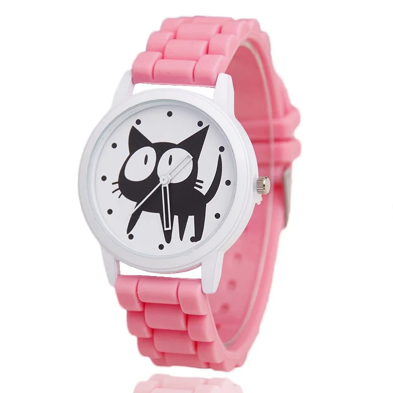 Reloj mujer, часы с большим глазым котом, силиконовые, модные, повседневные, простые, для девушек, милые, розовые, женские часы, хит, женские, relogio feminino reloj