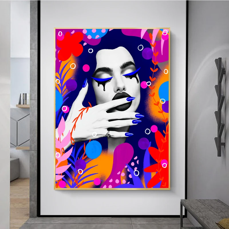 Colorful Abstract Women Art Canvas Painting Portrait Wall Art Posters
